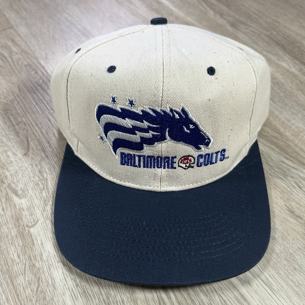 VTG Baltimore Colts Snapback Hat NFL CFL Football KC Beige Blue Cap